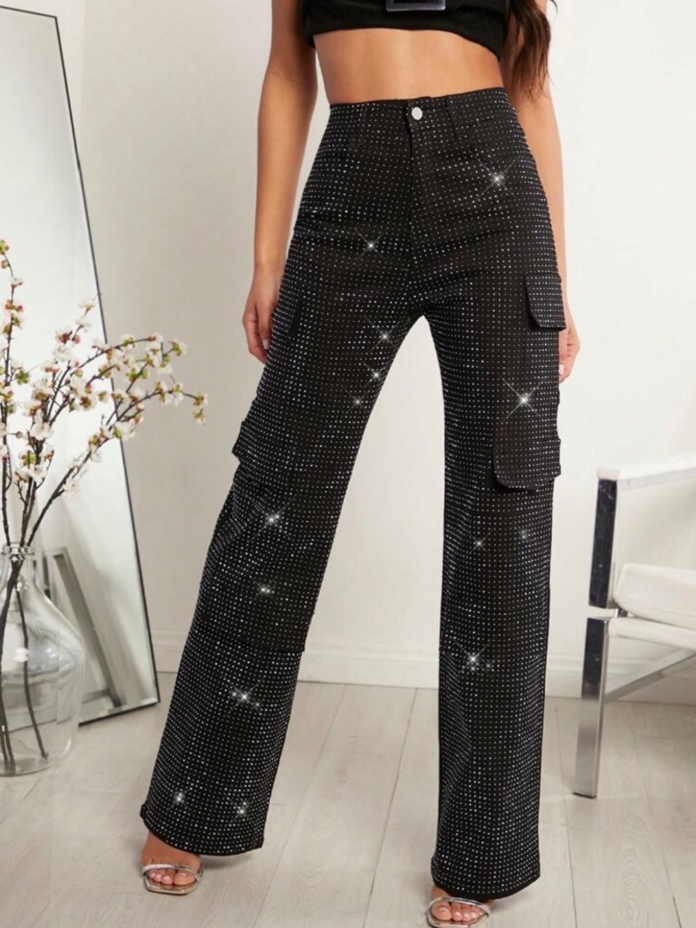 Rhinestone Cargo Jeans